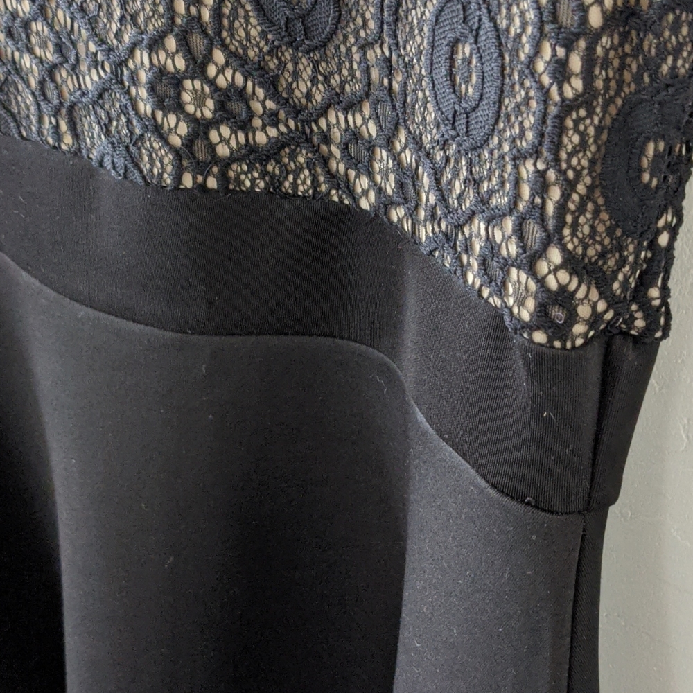 TRIXXI I Open-Backed Stretchy Black Lace A-Line Mini Dress, S - Picture 12 of 16